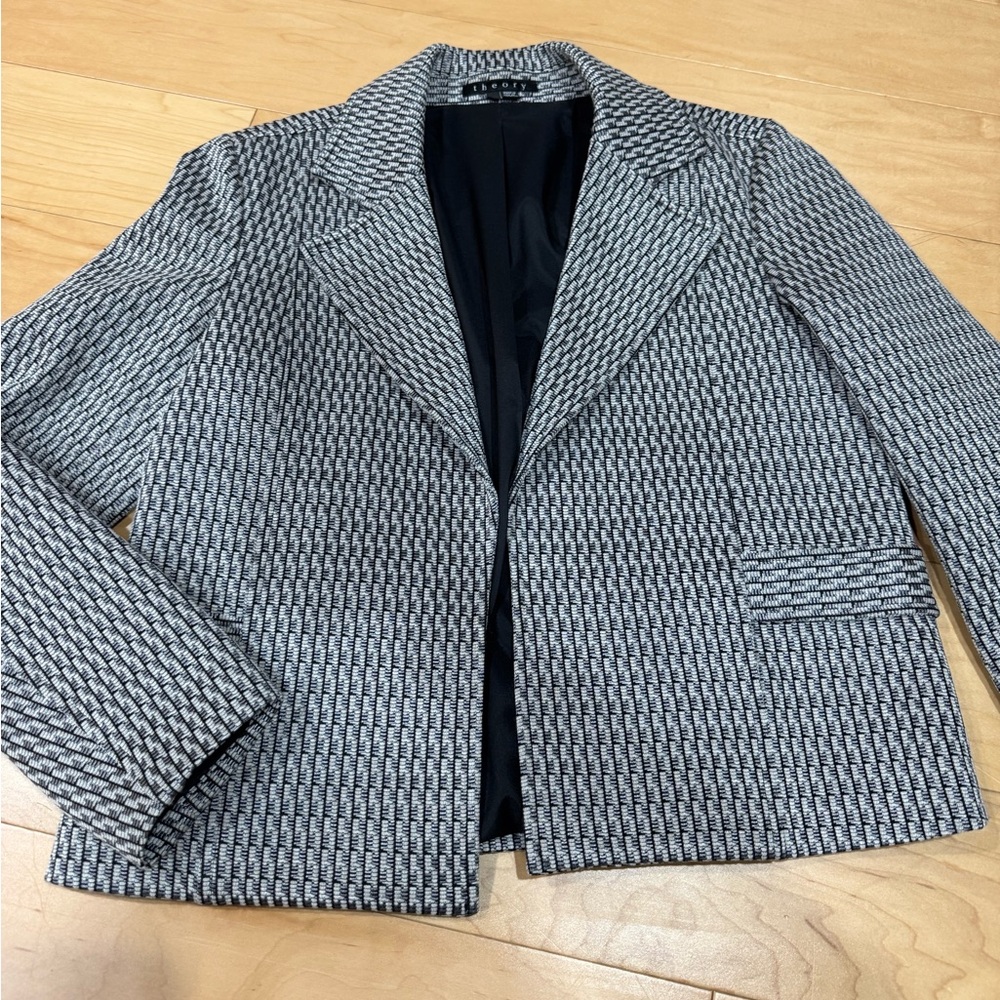Theory Black and White Textured Blazer